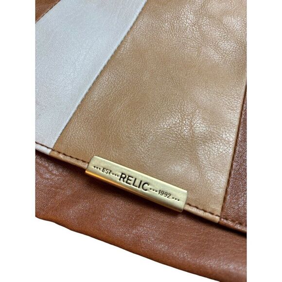 Relic Women's Multi-Color Striped Faux Leather Crossbody Bag With Polka Dot Inte - Picture 2 of 15